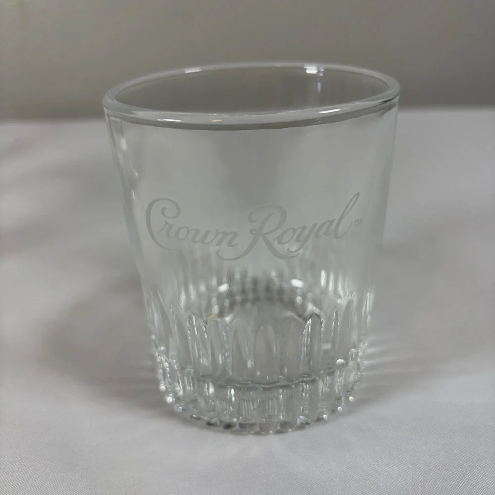 Vintage Crown Royal Whiskey Glasses Set of 5 Fluted‎ Base Lowball Rocks Tumblers